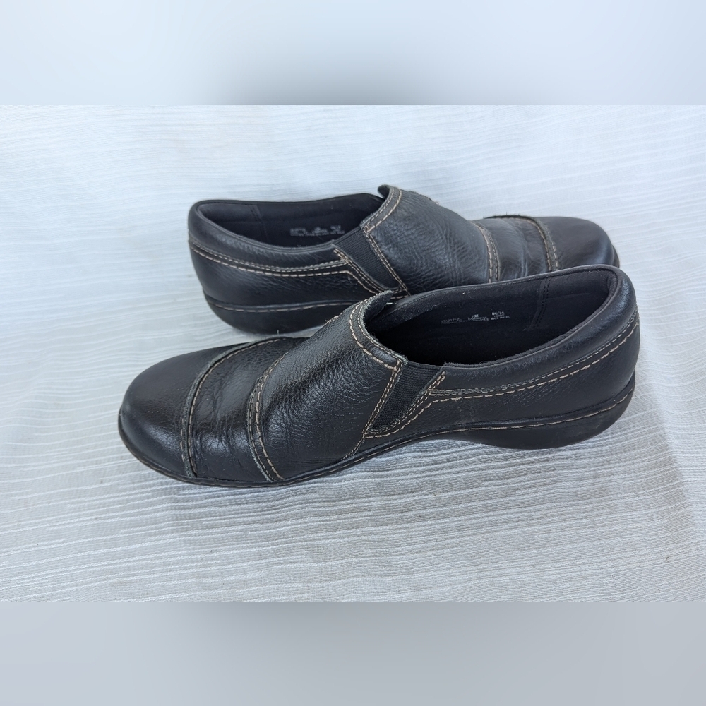 Clarks Collection Ashland Indigo Womens Shoe 10 M Black Leather Loafer